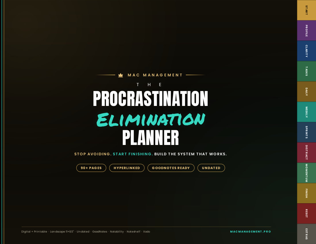 Procrastination Elimination Planner — original planner preview